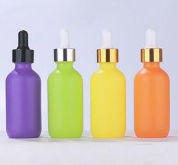 -60ml 2oz-Glas-Troppfe-Flasche BOSTON Matt lila grün gelb orange Luxus-Essentail-Öl-Vape-Öl-Parfüm-Pipette-Flasche Glasdruck-Logo