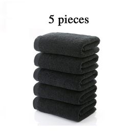 5 pieces 100% Cotton Black Face Towel No Fading Bath Towels Large Men's Beach Towel for Hotel Corporate Gift Drop Ship Available 201217