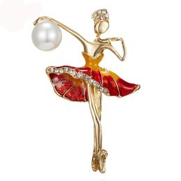 Gymnastics Girl Brooches for Women Cute Pin Bijouterie High Quality Corsage Crystal Fashion Jewellery 3 Colours brooch
