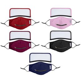 2 in 1 Draw Drinking Face Mask With Adjustable Zipper Adult Kid's Designer Eye Shield Dustproof Mouth Cover Washable Face Masks CCA2509