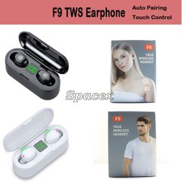 F9 TWS Wirelesss BT V5.1 Earphone Touch Control Sports Waterproof Auto Pairing Earphones with LED Digital Display Stereo Sound