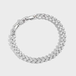 Luxury Niche Dign In White Gold Plated Sterling Sier Roman Heart Shaped Banquet Diamond Bracelet