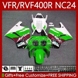 Fairings Kit For HONDA RVF VFR 400 VFR400 R 400RR 87-88 Body 78No.141 VFR400R RVF400R NC24 V4 RVF400 R 1987 1988 VFR 400R VFR400RR 87 88 Motorcycle Bodywork White green