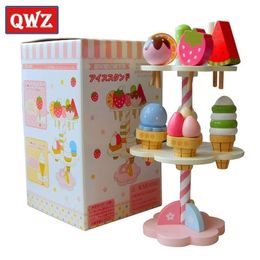 QWZ Baby Toys Simulation Magnetic Ice Cream Wooden Toys Pretend Play Kitchen Food Baby Infant Toys Food Birthday Christmas Gift LJ201009