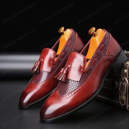 Luxury Dress Shoes Men Social Shoe Party Elegant Genuine Leather Shoes Italian Formal Shoes Large Sizes Red Brown Black