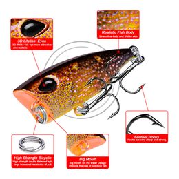 Popper Plastic Hard Baits fishing tackle 0.12oz-3.5g 4.2cm Fishing Lures 10 Colors Popper Lures