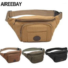 Waist Bags AIREEBAY 3 Zipper Pockets Men Fanny Pack Fashion Durable Bag For Female Travel Money Belt Hip Bum Pouch1