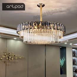 Chandeliers Gold Ceiling Chandelier K9 Crystal Glass Lampshade LED Kitchen Living Room Shop El Decoration Lighting E14 Lamps