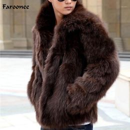 Men's Jackets Faroonee Men's Faux Fur Coat Winter Thicken Warm Outwear Overcoat Slim Fashion Casual Jacket Large Size Y18801