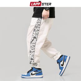 LAPPSTER Men Patchwork Harem Pants Hip Hop Sweatpants Mens Streetwear White Joggers Pants Vintage Track Pants Plus Size INS 201109