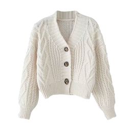 Autumn Winter Women's Knit Cardigan Short Crop Tops Chic Students Loose Solid Color Single-Breasted Sweater Female GD149 201221