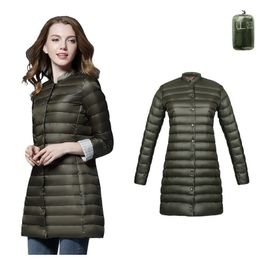 NewBang Ultra Light Women Portable Female Jacket Winter Long Feather Slim Parkas Stand Collar Womens Down Jackets 201125