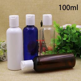 Empty 100ml Plastic Cosmetic Cream Container Green Blue Brown Bottle Press Flip Cap Bottles Face Toners Packaging Free Shippinggood qualtity