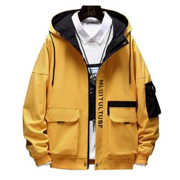 Giacca hip hop cappotto uomo con cappuccio giacca a vento con cappuccio nuovo giacca maschio casual cappotti streetwear multi-tasca JK899 201118