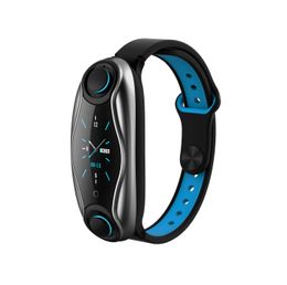 Newest T90 Smart Watch TWS Bluetooth Earphone Heart Rate Monitor Smart Wristband Long Time Standby Sport Watch with Earbuds