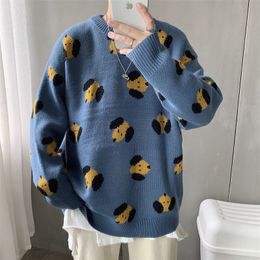 Privathinker Dogs Embroidery O-Neck Men Sweaters Autumn Cartoon Knitted Pullovers New Men's Man Streetwear Casual knitwear 201028