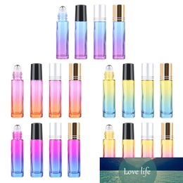 5Pcs 10ML Gradient Glass Bottle Roll On Empty Fragrance Perfume Essential Oil Bottle With Metal Ball Roller Plastic Cap Portable