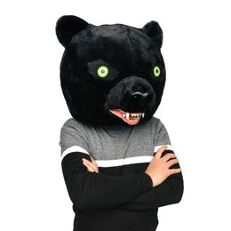 Mascot Costumes Net Red Black Panther Big Head Black Leopard Halloween Hood Cartoon Mask Black Panther Hair Flyer Doll Panther