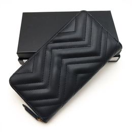 Fashion Women Wallets Classic Women Clutch Wallet Genuine Leather Long zipper Wallet Organiser Wallets Purse With Box