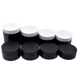 Matte Frosted Lid Black PET Plastic Jar Cream Bottle with White Black Cap Cosmetic Packaging Refillable Containers Candy Pots 250g 200g 150g 120g 100g 80g 50g 30g