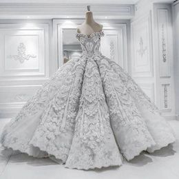 Robe De Mariage Princess Wedding Dress Luxurious Chapel Train Vestido De Novia Satin With Beading Ball Gown Wedding Dresses 2021