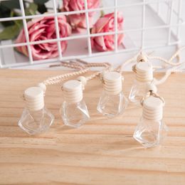 Diamond Glass Car Diffuser Bottles Wooden Cap Plastic Tip Perfume Fragrance Bottles 8ml Empty Car Diffuser Glass Container DHL WB3137