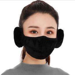 Winter 2 in 1 Face Mask Opening BreathableThickened Earmuffs Outdoor Riding Ski Windproof Mouth Cover Washable Anti-poof Masks CCC3426