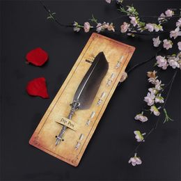 Ballpoint Pens Feather Dip Pen Writing Set Retro Calligraphy Quill Fountain Stationery Gift For School Office With 5 Nibs Replaceme