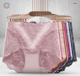 Temptation Sexy Lace Ladies Panties High Waist Plus Size Panties Seamless Briefs Wrapped Hips Antibacterial Cotton Crotch