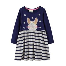 Jumping Meters 2020 Long Sleeve Princess Cotton Girls Dress Animal Applique Star Party Baby Clothes Hot Selling Children's Dress LJ200921