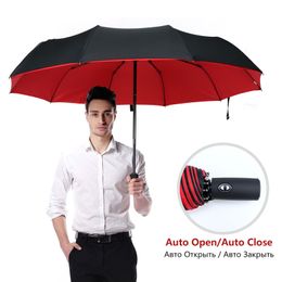 Windproof Double Layer Resistant Umbrella Fully Automatic Rain Men Women 10K Strong Luxury Business Male Large Umbrellas Parasol LY-06