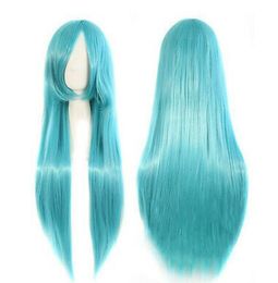 Long Wig Sky Blue Smooth With Wick 80 CM, Cosplay