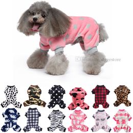 Warm Dog Pajamas Winter Dog Apparel Pet Clothes Sublimation Print Flannel Jumpsuits Coat For Small Dogs Cat Chihuahua Pomeranian 14 Color Wholesale Pink S A247