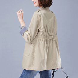 Plus Size 4XL Spring Jacket Windbreaker Women's Mid-length Autumn New Light Coat Single Breasted Slim Female Outerwear r335 201031