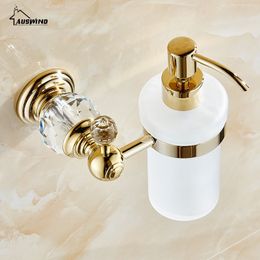 European transparent crystal soap dispenser brass wall mounted frosted glass hand soap saver bathroom products send from Russia Y200407