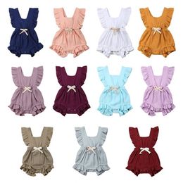 11 styles Newborn Baby Girls Ruffle Solid Color Romper Backcross Jumpsuit Outfits Sunsuit Baby Clothing 201027