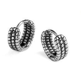 Titanium Steel Hoop Earrings Fashionable Korea Style Piercing Ear Clip Silver Color Ear Jewellery Gifts For Men