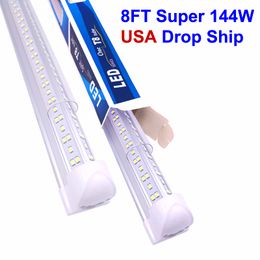 8ft led tube lights T8 integrated V shaped led lighting cooler 6000-6500K leds fluorescent tubes bulb stock in USA 85V-275V