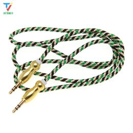 Nylon Braided AUX Gourd Style Metal Head Durable 3.5mm Male to Male Audio Cable Plug AUX Cable For Mp3 Speaker Palyer 100pcs/lot