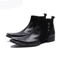 Japanese Type Men's Boots Handmade Soft Genuine Leather Boots Men Pointed Toe Party and Wedding Boots Male Footwear