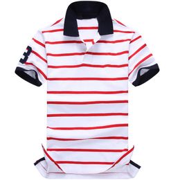 2022 Summer New Men Polos 100% Cotton Men's Sleeves Casual Fashion Men's Striped Lapel Polo Shirt 7 Colours S-XXL Size