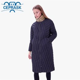 New Quilted Spring Autum Women's Parka Windproof Thin Women Coat Long Plus Size 6XL High Quality Warm Cotton Jacket CEPRASK 201217