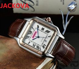 Top Brand Luxury Square Roman Designer Watches 40mm Genuine Leather Waterproof Watch Men relogio masculino Classic Wristwatches reloj de lujo