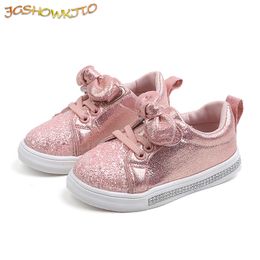 Kids Shoes Girls Shoes Sneakers Toddlers Baby Girl Shoes Children Flat Casual Sneakers Sequined Rhinestone With Bow-knot Sweet 210308