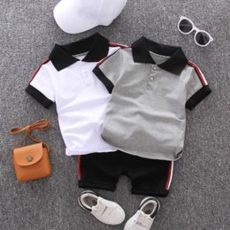 Boys Suits Baby Summer Style Two-piece Sets Children Casual Outdoorwear Kids Solid Colour T-shirt + Shorts Clothing Sets