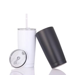 Stainless Steel Coffee Mugs Creative Car Cups Thermos Tumbler Coffee Cup Water Bottle Mug with a Straw 20 OZ V2
