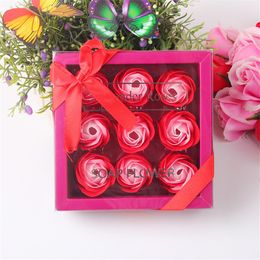 Valentine Day Rose Gift 9 Pcs Soap Flower Rose Box Wedding Mother Day Birthday Day Artificial Soap Rose Gift GGE3828-4