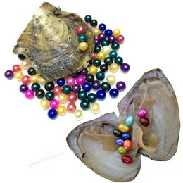 20 Mixed Colour 6-9mm Round Freshwater Oyster Pearl Big Natural Wish Colourful Loose Beads Vacuum Package Jewellery DIY Birthday Gifts wholesale
