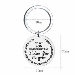 New Style Keychain TO MY SON / DAUGHTER Engraving Stainless Steel Keychain Exquisite Gift Pendant