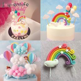 Rainbow Cake Toppers Birthday Party Decoration Kids Cupcake Toppers Cloud Egg Balloon Cake Flags Party Cake Decoration Unicorn Y200618